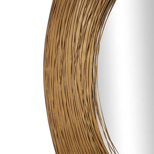 Gold Abstract Overlapping Wire Rings Metal Wall Mirror